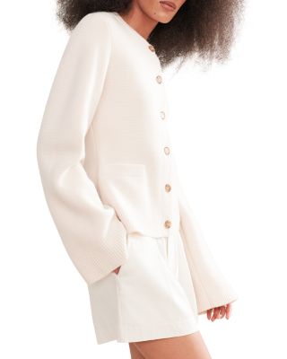 Cooper Wool Blend Crewneck Cardigan Sweater