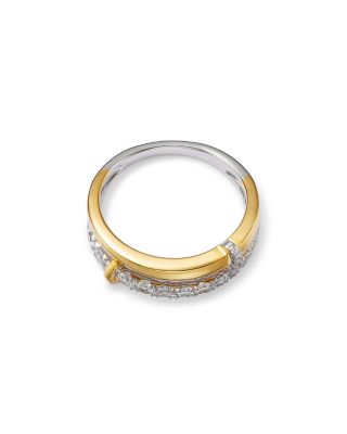 Diamond Double Row Ring in 14K White & Yellow Gold, 0.50 tcw