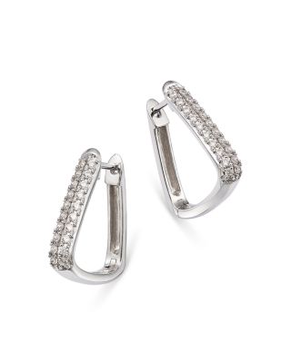Bloomingdale's Fine Collection Diamond Oval Geometric Hoop Earring in 14K White Gold, 0.30 ct. t. w.
