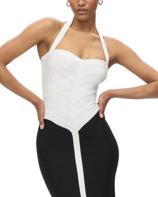 Robe Herve Leger « Danica » Noire Et Blanche à Rayures Zigzag - Style Bodycon - Neuve Avec étiquettes