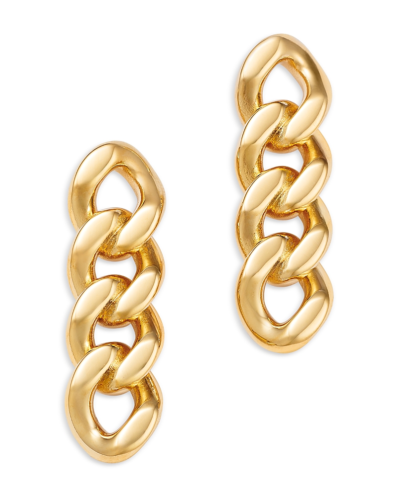 Moon & Meadow 14k Yellow Gold Miami Cuban Link Chain Drop Earrings In Gold