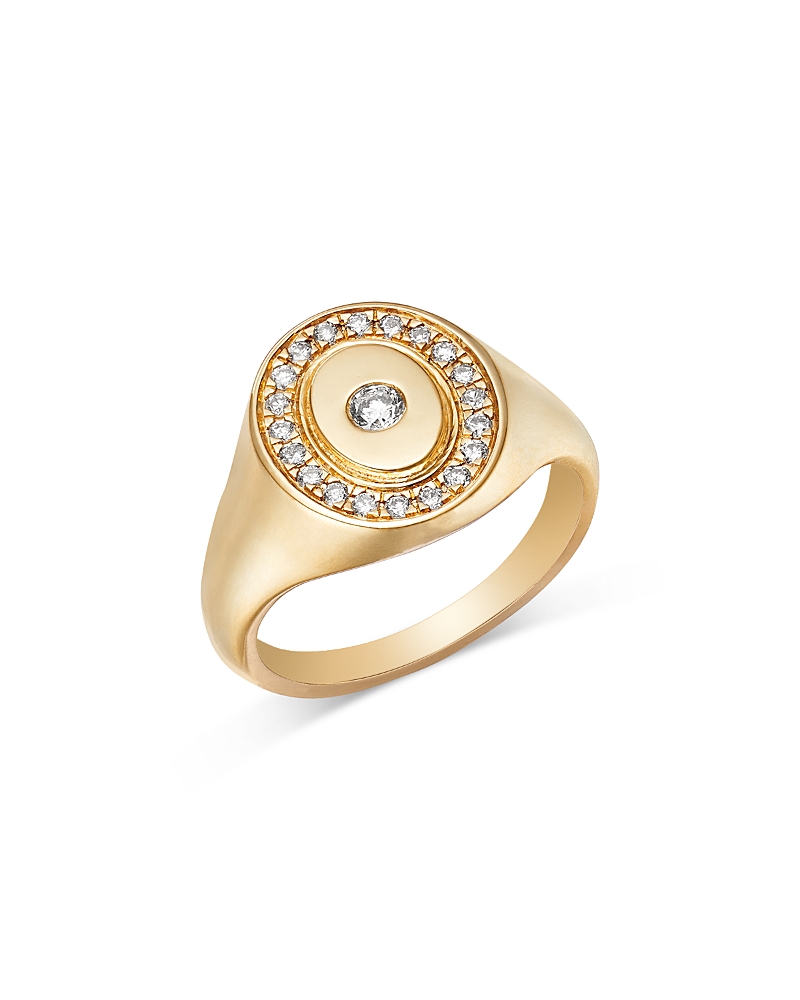 Bloomingdale's Fine Collection Men's Diamond Signet Pinky Ring In 14k Yellow Gold, 0.25 Ct. T. W. In Gold