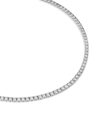 Certified Diamond Tennis Necklace in 14K White Gold, 15 tcw, 16.5"