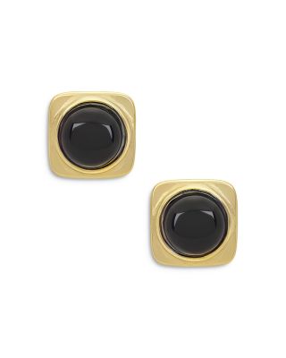 AQUA - Black Stone Stud Earrings - Exclusive