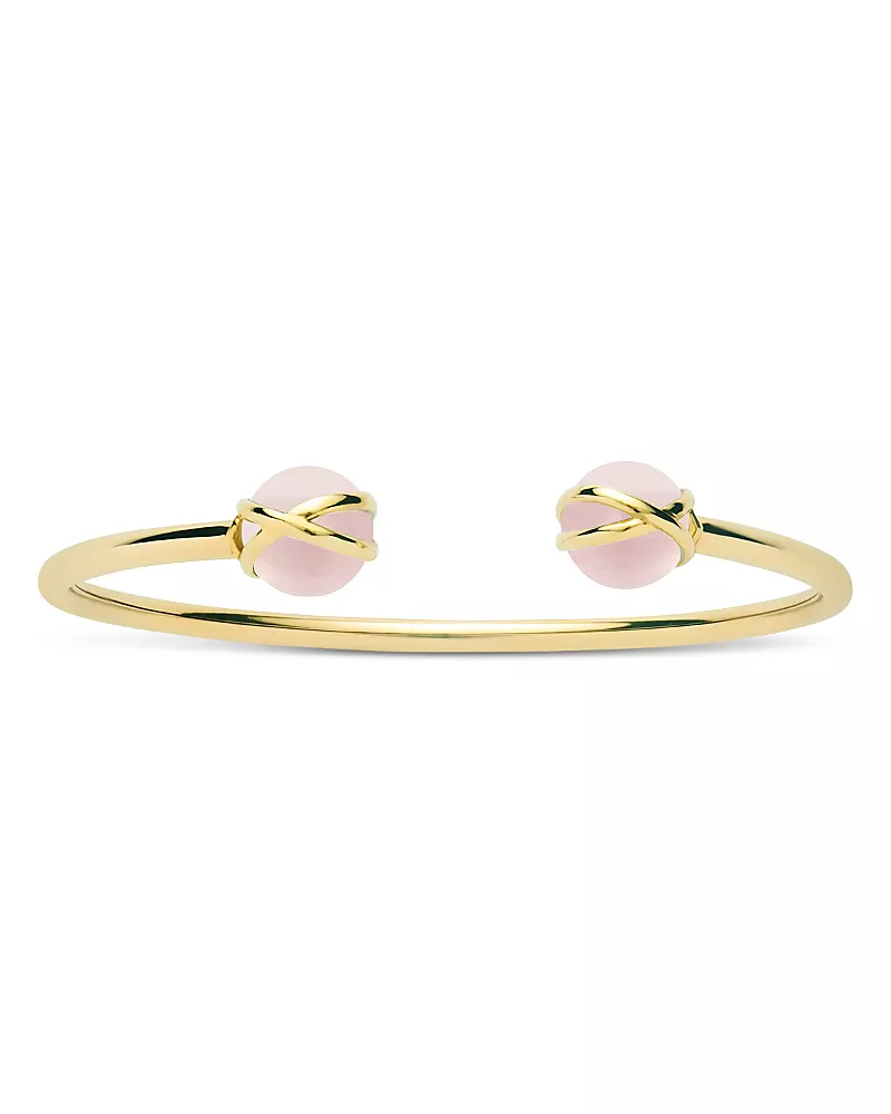 L. Klein 18K Yellow Gold Prisma Rose Quartz Bangle Bracelet