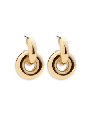 Camilla Circle Charm Huggie Hoop Earrings in Gold Tone  