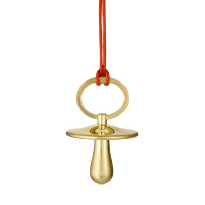 Christmas Pacifier Golden Tone Ornament