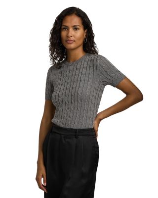 Ralph Lauren - Metallic Cable Knit Short Sleeve Sweater