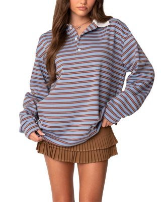 Stripey Oversized Collared Shirt
