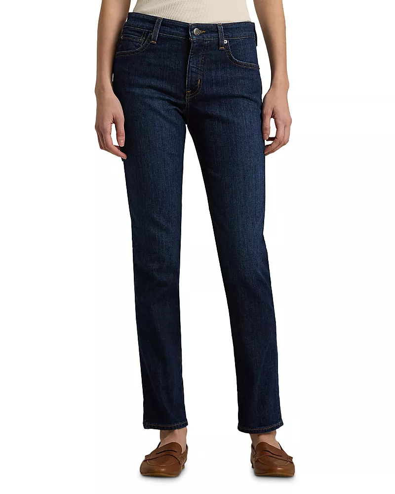 Lauren Ralph Lauren Mid Rise Straight Leg Jeans in Deep Royal