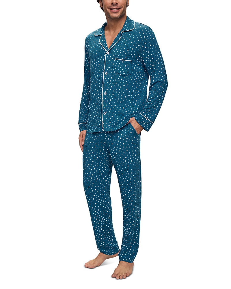 Eberjey William Pajama Set In Festive Lights Sapphire/ivory