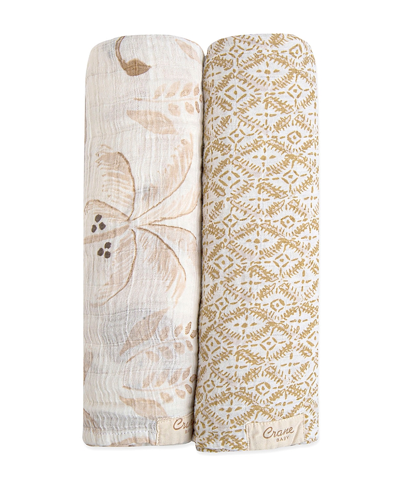Crane Baby 2-pack Assorted Swaddle Blankets In Beige