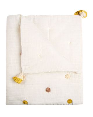 Crane Baby Kendi Pom Pom Quilted Blanket - Ages 0-36 Months