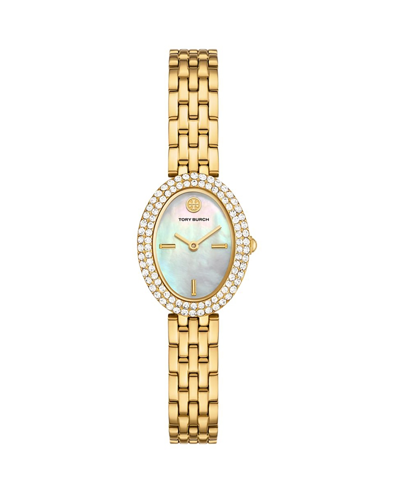 Tory Burch Oval Watch In White/gold