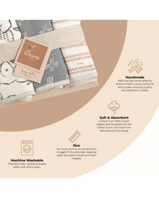 Ezra Burp Cloths, 3 Pack - Ages 0-36 Months