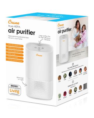 Crane Air Purifier with True HEPA Filter, UV Light, 250 Sq Feet Coverage, Timer Function, Sleep Mode, Washable Particle Filter, EE-5067
