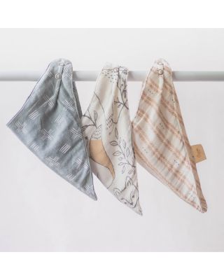 Ezra Woodland Muslin Bib Set, 3 Pack - Ages 0-36 Months