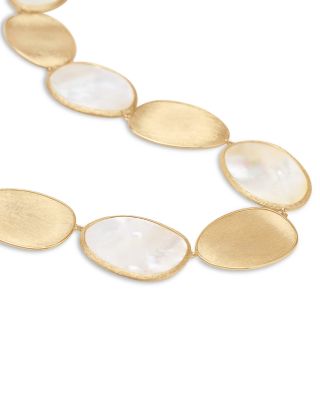 18K Yellow Gold Lunaria Large Mother of Pearl & Textured Disc Statement Necklace, 17.75"