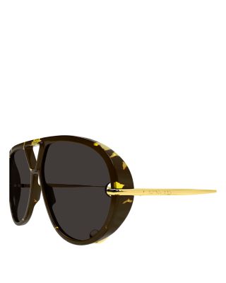Fashion Show Drop Earring Geometrical Sunglasses, 63mm