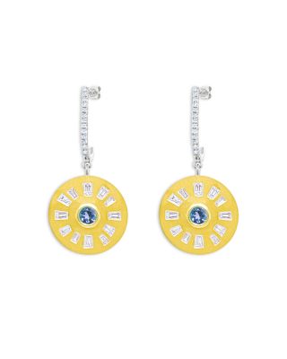 Meira T - 14K Yellow Gold Diamond & Blue Topaz Disc Drop Earrings