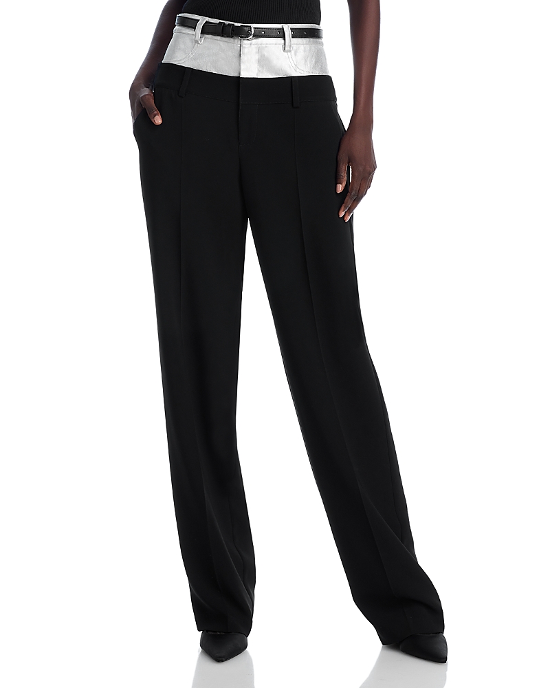 Cinq À Sept Metallic Dionne Pant In Black/silver