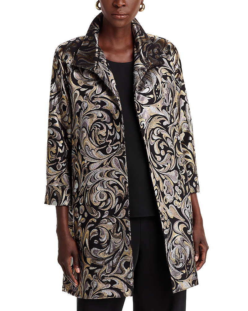 Caroline Rose Metallic Jacquard Statement Jacket In Multi/black