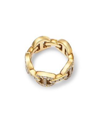 18K Yellow Gold Heritage Diamond Tri Link Ring