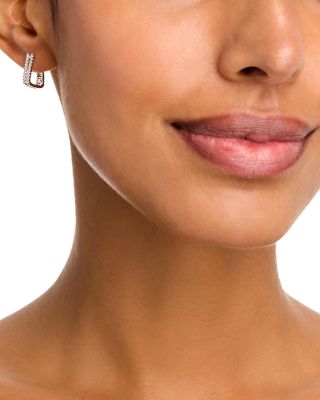 Diamond Huggie Hoop Earrings in 14K White Gold, 0.25 tcw