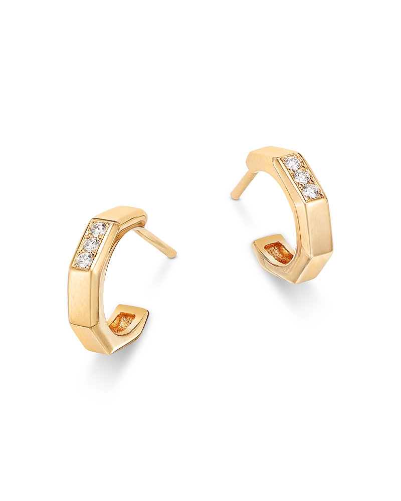 Zoë Chicco 14k Yellow Gold Diamond Octagon Huggie Hoop Earrings In Gold