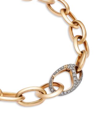 18K Rose Gold Garnett Diamond Pav&eacute; Clasp Open Link Bracelet