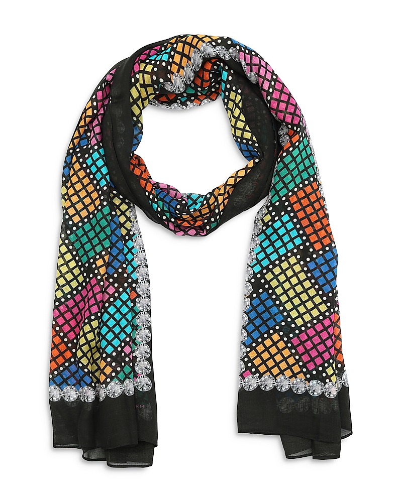 Shop Kurt Geiger Basketweave Crystal Oblong Scarf In Black