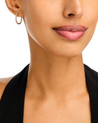 Diamond Inside Out Round Hoop Earrings in 14K Yellow Gold, 1 tcw