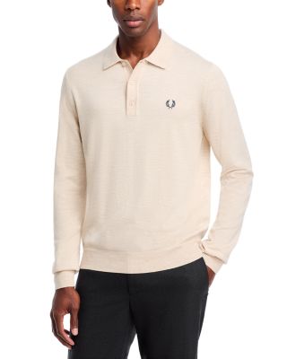 Fred Perry - Classic Merino Wool & Cotton Knit Regular Fit Long Sleeve Polo Shirt