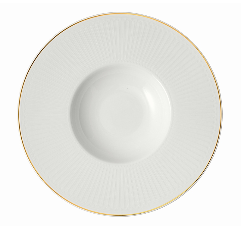 Villeroy & Boch Chateau Septfontaines Gold Rim Dinner Bowl In White