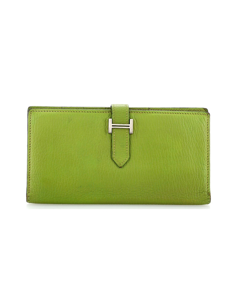 Pre-Owned Hermes Long Bearn Wallet Chevre Mysore