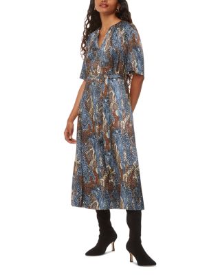 Whistles - Petites Marlow Dashed Snake Print Midi Dress