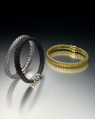 Men's 18K Yellow Gold & Sterling Silver Anthem Black Ceramic Caviar Bead Bracelet - Exclusive