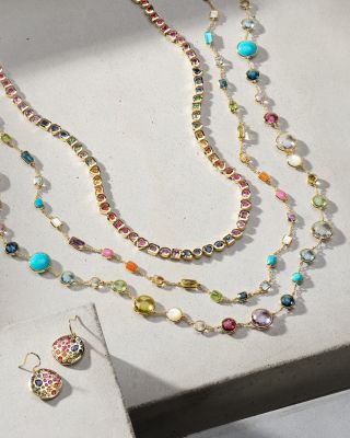 18K Rock Candy&reg; Rainbow Sapphire & Tsavorite Mixed Cut Bezel Tennis Necklace, 17" - Exclusive