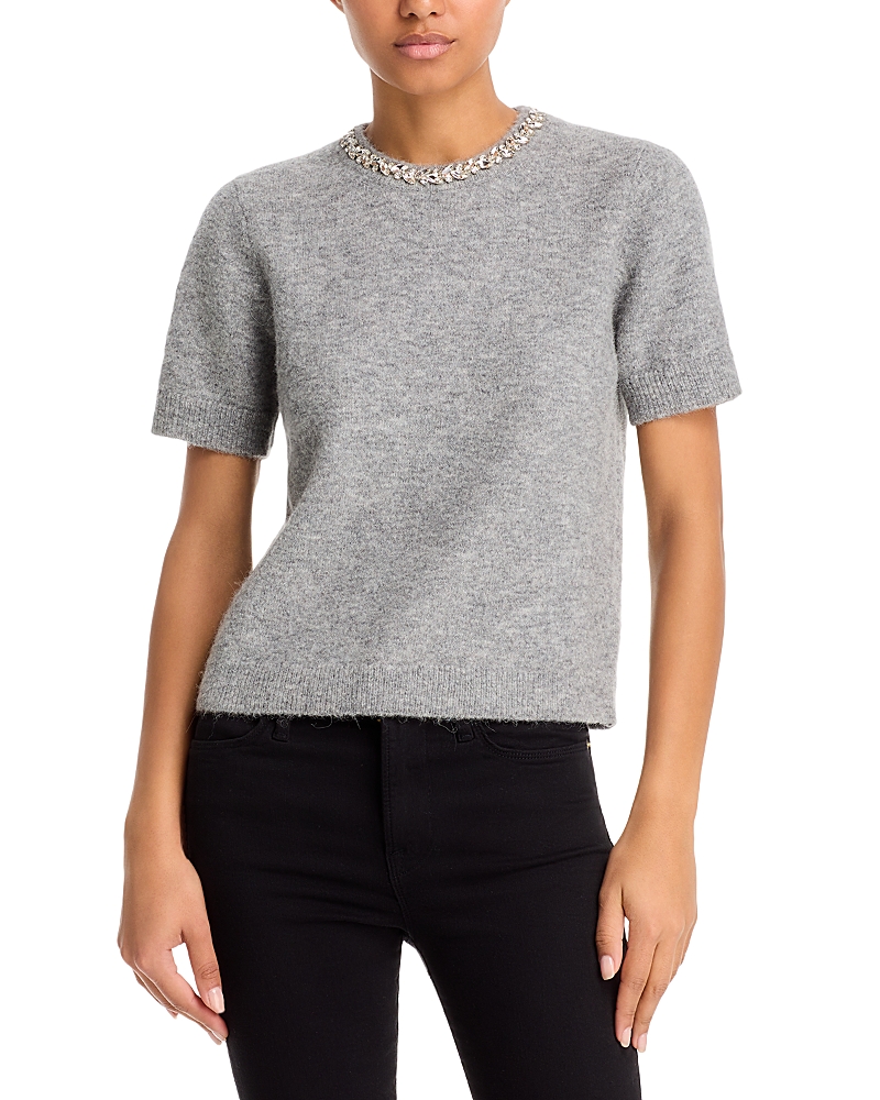 Shop Velvet By Graham & Spencer Layton Rhinestone Top In Heather Grey
