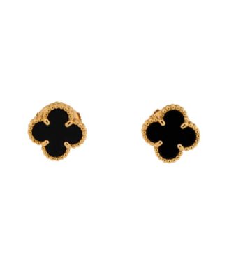 Pre-Owned Van Cleef & Arpels - Sweet Alhambra Stud Earrings 18K Gold and Onyx