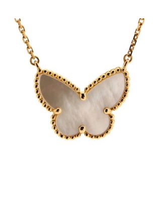 Pre-Owned Van Cleef & Arpels - Lucky Alhambra Papillon Pendant Necklace 18K Gold and Mother of Pearl