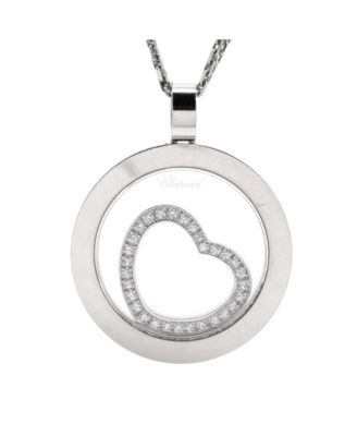 Pre-Owned Chopard - Large Happy Spirit Floating Heart Pendant Necklace 18K White Gold with Diamonds