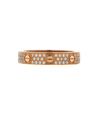 Pre-Owned Cartier Love Wedding Band Pave Diamonds Ring 18K Rose Gold and Diamonds