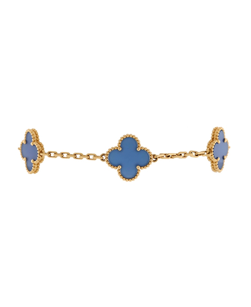 Pre-owned Pre-owned Van Cleef & Arpels Van Cleef & Arpels Vintage Alhambra 5 Motifs Bracelet 18k Gold And Agate