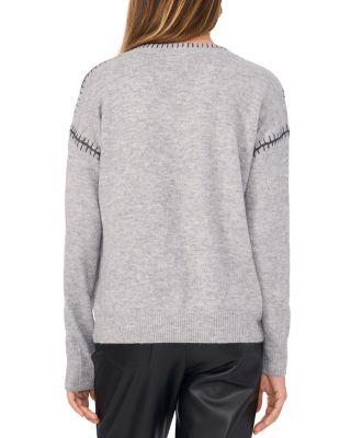 V Neck Whipstitch Sweater