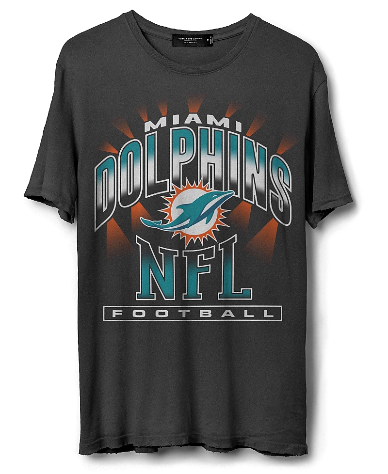 Junk Food Clothing Unisex Nfl Miami Dolphins Chrome Flea Market Tee In Black