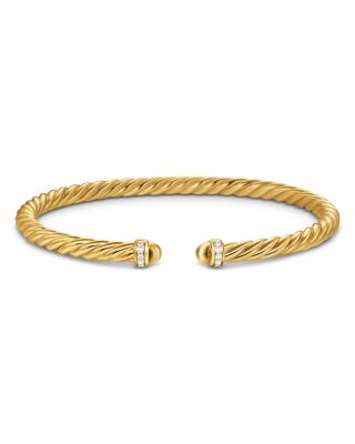 Cablespira Flex&reg; Bracelet in 18K Yellow Gold with Gold Domes and Diamonds, 4mm