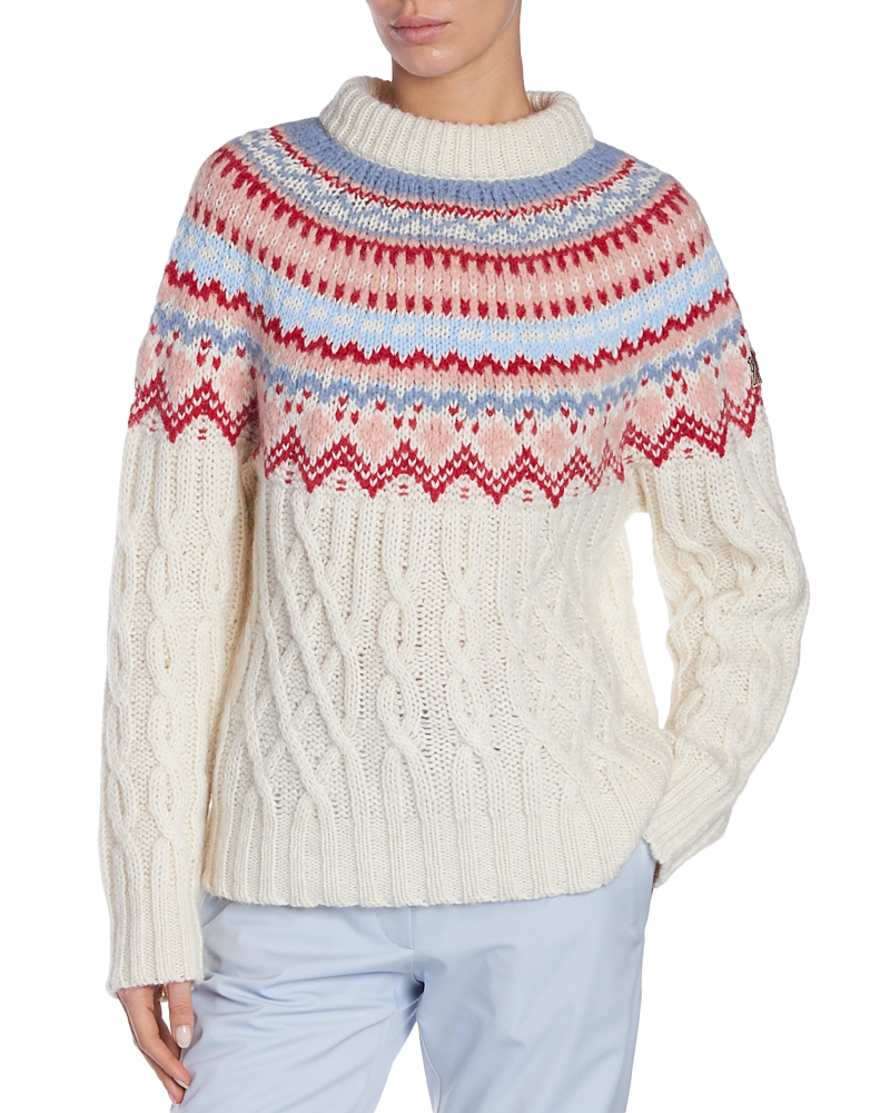 Moncler Crewneck Sweater In Natural