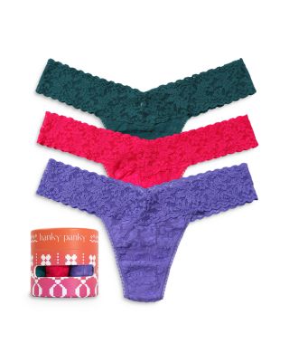 Hanky Panky Signature Stretch Lace Low Rise Thongs, Set of 3