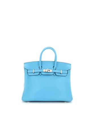 Pre-Owned HERMÈS - Birkin 25 Handbag Blue Swift with Palladium Hardware